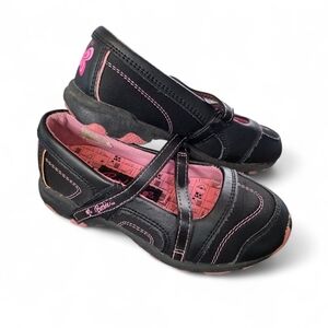 Barbie Sport Buster Brown Mary Jane Sneakers Girls Size 11 Black Pink Butterfly